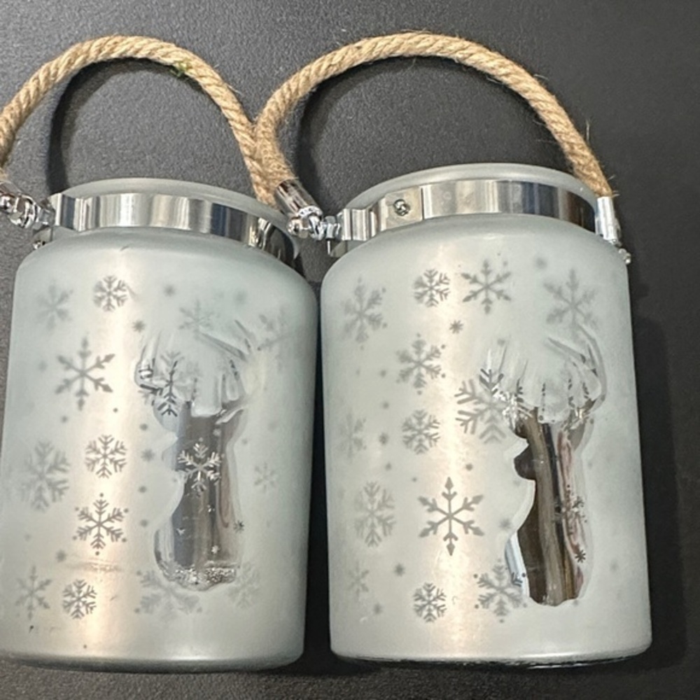 Winter Wonderland Frosted Candle Holders with dear head design